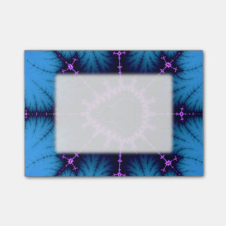 Lavender Purple Mandelbrot Cross on Blue Post-it Notes