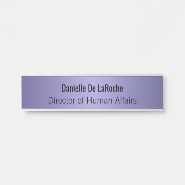 Lavender Purple Metallic Personalized Name Plate (Front)