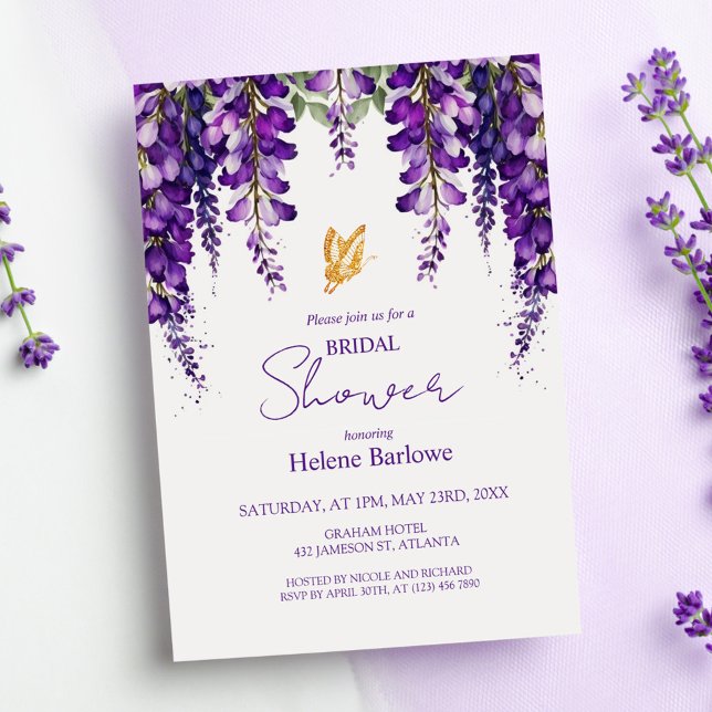 Lavender Purple Modern Elegant Bridal Shower Invitation (Creator Uploaded)