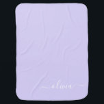 Lavender Purple Modern Script Girly Monogram Name Baby Blanket<br><div class="desc">Lavender Purple Simple Monogram Name Baby Girl Blanket for a Mother to Be Baby Shower. The blanket makes the perfect baby shower gift for someone decorating her room in chic modern and elegant luxury style.</div>