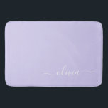 Lavender Purple Modern Script Girly Monogram Name Bath Mat<br><div class="desc">Lavender Purple Simple Script Monogram Name Bath Mats. This makes the perfect graduation,  birthday,  wedding,  bridal shower,  anniversary,  baby shower or bachelorette party gift for someone that loves glam luxury and chic styles.</div>
