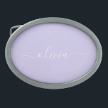 Lavender Purple Modern Script Girly Monogram Name Belt Buckle<br><div class="desc">Lavender Purple Simple Script Monogram Name Belt Buckle. This makes the perfect graduation,  sweet 16 16th,  18th,  21st,  30th,  40th,  50th,  60th,  70th,  80th,  90th,  100th birthday,  wedding,  bridal shower,  anniversary,  baby shower or bachelorette party gift for someone that loves glam luxury and chic styles.</div>