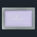Lavender Purple Modern Script Girly Monogram Name Belt Buckle<br><div class="desc">Lavender Purple Simple Script Monogram Name Belt Buckle. This makes the perfect graduation,  sweet 16 16th,  18th,  21st,  30th,  40th,  50th,  60th,  70th,  80th,  90th,  100th birthday,  wedding,  bridal shower,  anniversary,  baby shower or bachelorette party gift for someone that loves glam luxury and chic styles.</div>