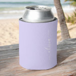 Lavender Purple Modern Script Girly Monogram Name Can Cooler<br><div class="desc">Lavender Purple Simple Script Elegant Birthday or Bachelorette Party Can Coolers. These Wedding,  Bridal Shower or Birthday Party Can Coolers can be customized to include your first name. Please contact the designer for customized matching items.</div>