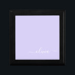 Lavender Purple Modern Script Girly Monogram Name Gift Box<br><div class="desc">Lavender Purple Simple script Monogram Name Jewellery Keepsake Box. This makes the perfect graduation,  birthday,  wedding,  bridal shower,  anniversary,  baby shower or bachelorette party gift for someone that loves glam luxury and chic styles.</div>