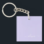 Lavender Purple Modern Script Girly Monogram Name Keychain<br><div class="desc">Lavender Purple Simple Script Monogram Name Keychain. This makes the perfect sweet 16 birthday,  wedding,  bridal shower,  anniversary,  baby shower or bachelorette party gift for someone that loves glam luxury and chic styles.</div>