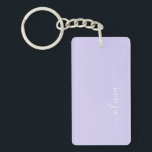 Lavender Purple Modern Script Girly Monogram Name Keychain<br><div class="desc">Lavender Purple Simple Script Monogram Name Keychain. This makes the perfect sweet 16 birthday,  wedding,  bridal shower,  anniversary,  baby shower or bachelorette party gift for someone that loves glam luxury and chic styles.</div>