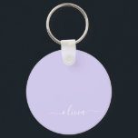 Lavender Purple Modern Script Girly Monogram Name Keychain<br><div class="desc">Lavender Purple Simple Script Monogram Name Keychains (Key Chain). This makes the perfect sweet 16 birthday,  wedding,  bridal shower,  anniversary,  baby shower or bachelorette party gift for someone that loves glam luxury and chic styles.</div>