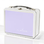 Lavender Purple Modern Script Girly Monogram Name Metal Lunch Box<br><div class="desc">Lavender Purple Simple Script Monogram Name Lunch Box. This makes the perfect sweet 16 birthday or going back to school gift for someone that loves glam luxury and chic styles.</div>
