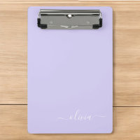 Lavender Purple Modern Script Girly Monogram Name