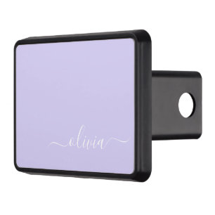 Lavender Purple Modern Script Girly Monogram Name Trailer Hitch Cover