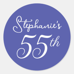 Lavender Purple Monogram 55th Birthday Party Classic Round Sticker