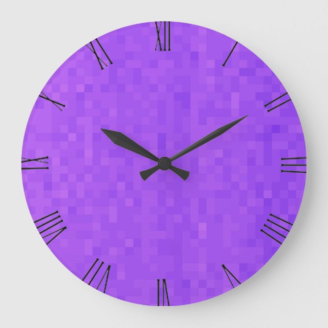 Lavender Purple Mosaic, Wall Clock (Front)