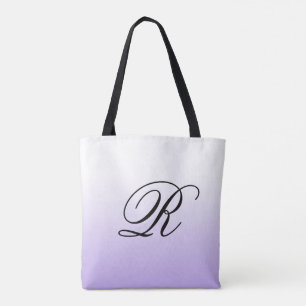 Lavender Purple Ombre Over Any Colour with Monogra Tote Bag