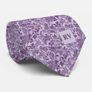 Lavender Purple Ornate Floral Scroll Tie