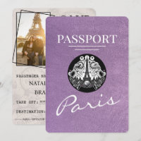 Lavender Purple Paris Passport Save The Date