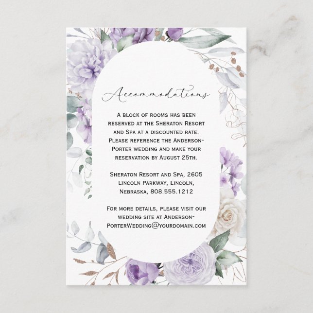 Lavender Purple Peonies Floral Enclosure Card (Front)