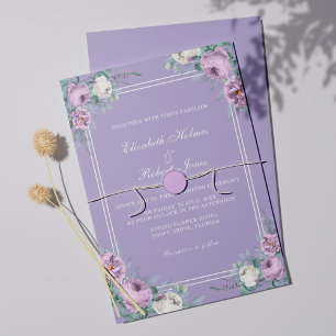Lavender Purple Peonies Wedding Invitation