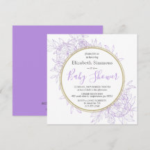 Lavender Purple Peony Floral Toile Baby Shower