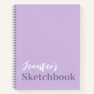 Lavender Purple Personalized Sketchbook With Name Notebook