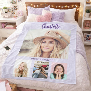 Lavender purple photo collage girl friends fleece blanket