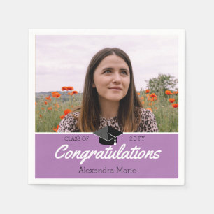 Lavender Purple Photo Graduation Class of 2022  Napkin