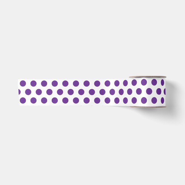 Lavender Purple Polka Dot Pattern White Satin Ribbon (Front)