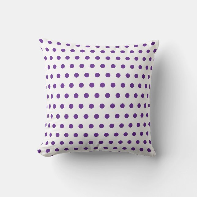 Lavender Purple Polka Dot Pattern White Throw Pillow (Front)