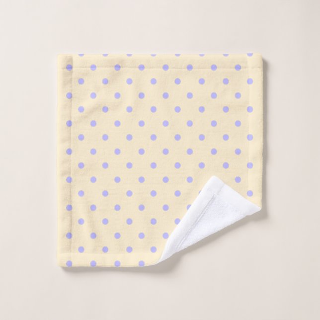 Lavender purple polka dots and yellow  wash cloth (Wash Cloth)