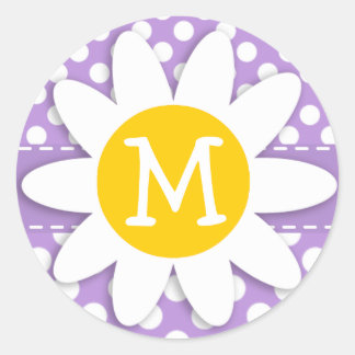 Lavender Purple Polka Dots Classic Round Sticker