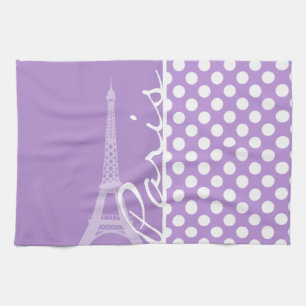 Lavender Purple Polka Dots; Paris Kitchen Towel