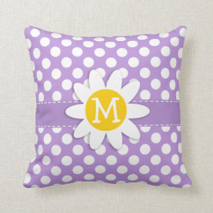Lavender Purple Polka Dots Throw Pillow