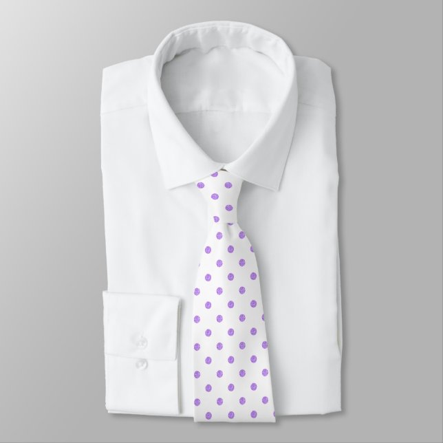 Lavender Purple Polkadots Pattern Tie (Tied)