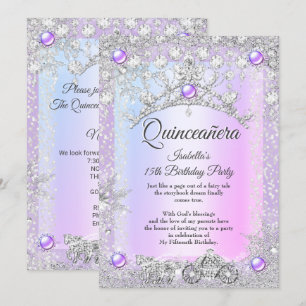 Lavender purple Quinceanera 15th Winter Carriage Invitation
