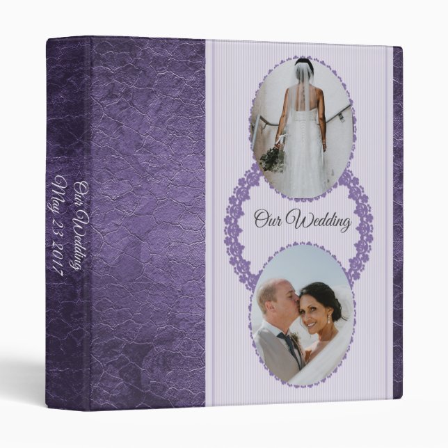 Lavender Purple Romance Mariage Photo Classeur (Devant/Côté)