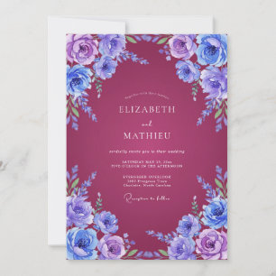 Lavender Purple Romantic Botanical Wedding Invitation