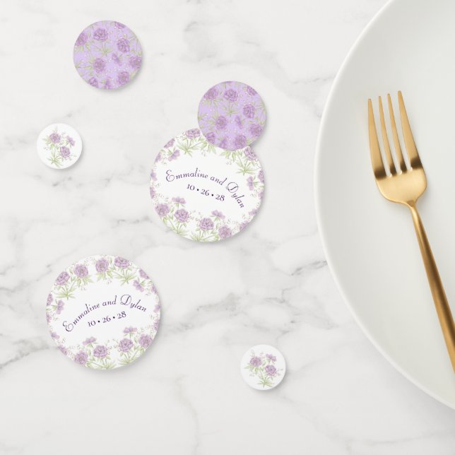 Lavender Purple Rose Wedding Confetti (Group)