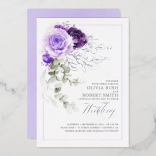 Lavender Purple & Silver Foil Floral Boho Wedding