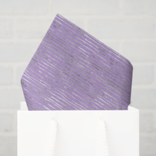 Lavender Purple Silver Stripes Birthday Tissue Paper