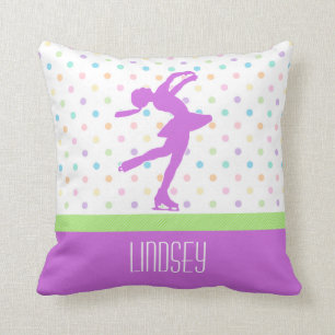 Lavender Purple Skater Bright Pastel Polka-Dots Throw Pillow