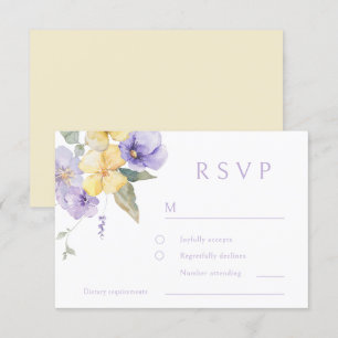 Lavender Purple & Sunshine Yellow Flowers Wedding RSVP Card