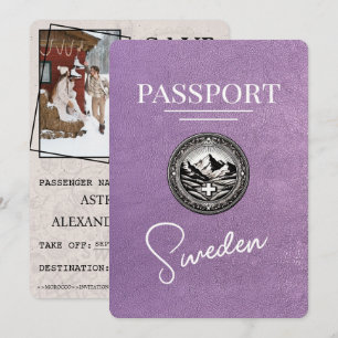 Lavender Purple Sweden Passport Save The Date