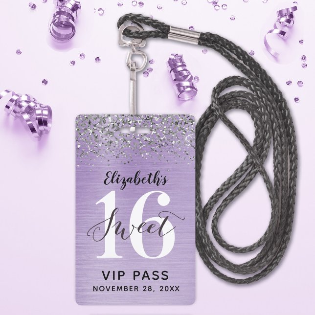 Lavender Purple Sweet 16 Birthday VIP Badge (Creator Uploaded)