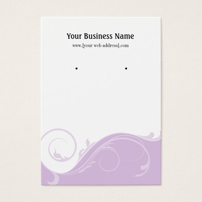 Lavender Purple Swirl Custom Earring Display Card (Front)