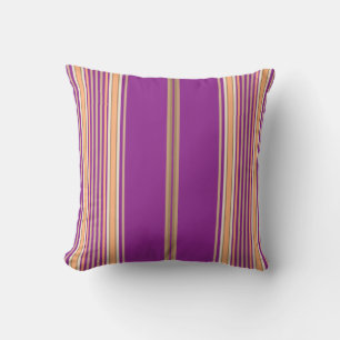 Lavender Purple, Tan and White Stripes on a Pillow