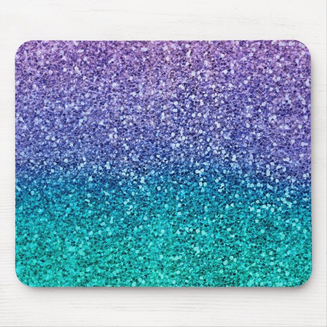 Lavender Purple & Teal Aqua Green Sparkly Glitter Mouse Pad (Front)