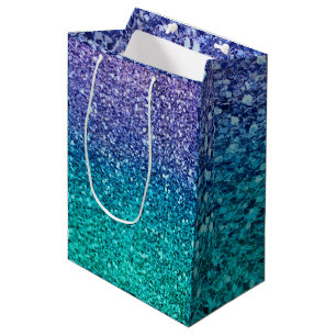 Lavender Purple & Teal Aqua Green Sparkly Party Medium Gift Bag