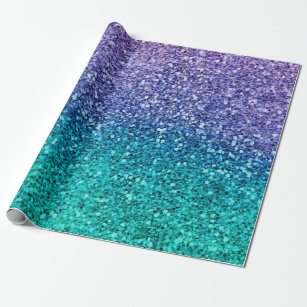 Lavender Purple & Teal Aqua Green Sparkly Party Wrapping Paper