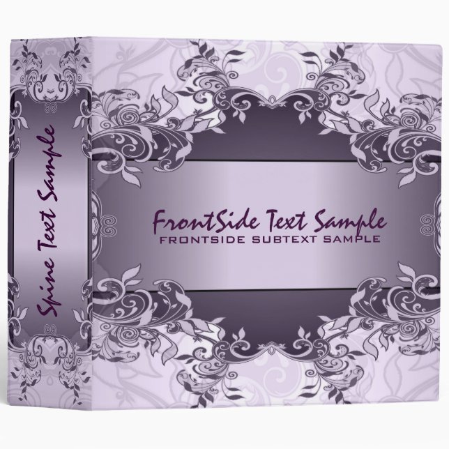 Lavender Purple Vintage Abstract Floral Design Binder (Front/Spine)