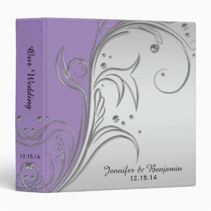 Lavender Purple Violet Grey Silver Scrolls Album Binder